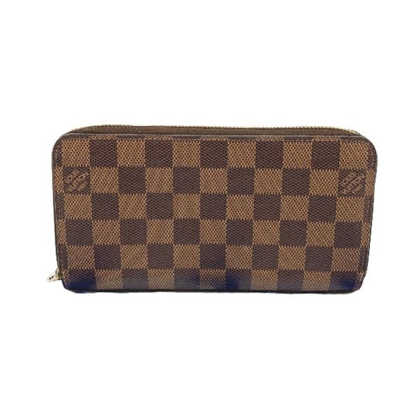 LOUIS VUITTON Round Zipper Damier Zippy Wallet N41661 Louis Vuitton Brown Lon...